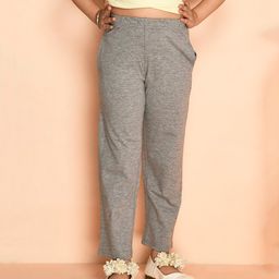 Kids Cave 100% Cotton Solid Track Pant - Light Grey-image-93