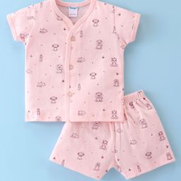 Tango Single Jersey Knit Half Sleeves Shorts Set with Animal Print - Pink-image-49
