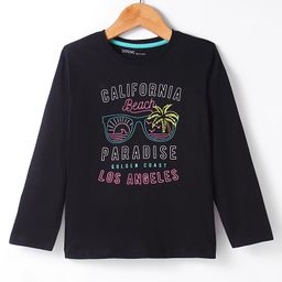 Doreme Single Jersey Knit Full Sleeves Text Printed T-Shirt - Black-image-31