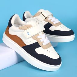Pine Kids Velcro Closer Casual Shoes - White & Navy Blue-image-67