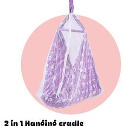 Baybee Cotton Jhula Swing Hanging cradle with Mosquito Net & Spring - Purple-3