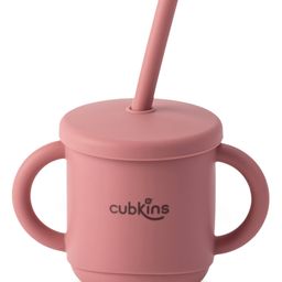 CUBKINS Sippy Cup with Lid & Straw for Infants & Toddlers | 3 Configurations | Anti Slip Bottom | Double Handles | 100% Silicone, BPA Free | Easy to Clean (Raspberry)-image-72