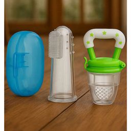 Luvlittle Fruit Feeder Nibbler With Baby Silicone Finger Brush/Oral Brush/Baby Tounge Cleaner - Colour May Vary (Pack Of 2)-image-68