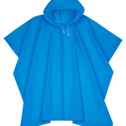 Yellow Bee Full Batwing Sleeves Solid Hooded Poncho Raincoat - Blue-picture-9