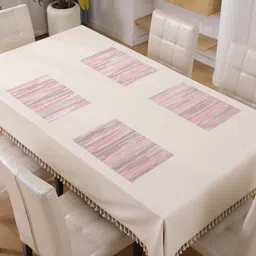 HOKIPO Pink & White 4 Pieces Striped Rectangle Table Placemats-image-30