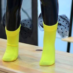 Tipy Tipy Tap Polka Dot Designed Bow Applique Embellished Socks  - Yellow image 3