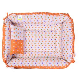 Toddylon Baby Bedding Set New Born Mattress with Mosquito Net Polka Dot Printed  - Orange image 3