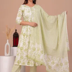 SHALIG Women Floral Printed Anarkali Kurta with Trousers & Dupatta-image-13