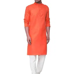 The Fashion Outlets Men Solid Straight Kurta (Orange)-image-74