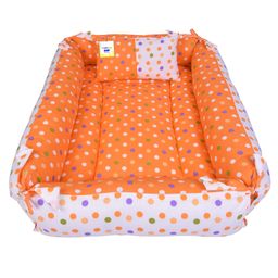 Toddylon Baby Bedding Set New Born Mattress with Mosquito Net Polka Dot Printed  - Orange image 5