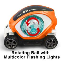 VGRASSP Bump and Go Action 360 Degree Rotating Battery Operated Future Stunt Car Toy for Kids - with Beautiful And Colorful 4D Lights and Dynamic Music (Orange) image 5
