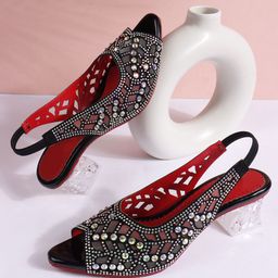 SIRDENILL Women Embellished Block Heel Peep Toes-image-81