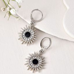 Anouk Stainless Steel Silver-Plated Artificial Stones StuddedEvil Eye Hoop Earrings-9