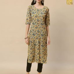 HERE&NOW Selection Of 2 Floral Printed Round Neck Straight Kurta-15