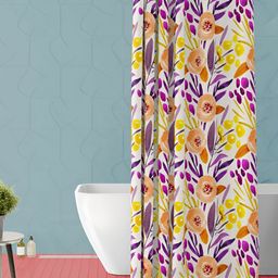 ArtzFolio White & Yellow Floral Printed Waterproof Shower Curtain-image-70