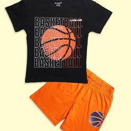 BE AWARA Boys Printed Short Sleeves Pure Cotton T-shirt With Shorts-image-81