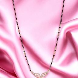 Nilu's Collection Rose Gold-Plated Artificial Stones Studded And Beaded Mangalsutra-image-84
