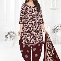 SALWAR STUDIO Floral Printed Pure Cotton Unstitched Dress Material-image-60