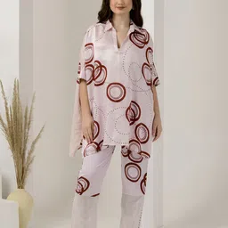 First Resort by Ramola Bachchan Women Geometric Printed Kaftan Top And Trouser Bottom-image-14