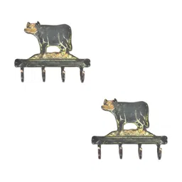 IndianShelf Goldtoned and Grey 2 Pieces Brass Cow Wall Hooks-image-9