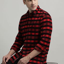 MaverIQ Men Slim Fit Buffalo Checked Spread Collar Cotton Casual Shirt-picture-26