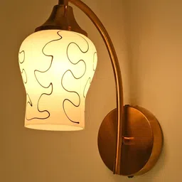 SOMIL Gold-Toned & White Printed Glass Wall Lamp-image-63