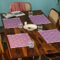 Abolee Homes 4Pcs Purple & White Printed Cotton Table Placemats-image-27