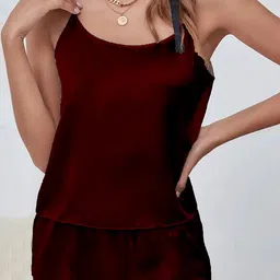 Fihana Satin Top With Shorts Night Suits-image-27