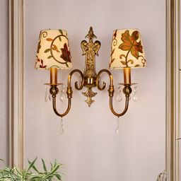 Fos Lighting Gold-Toned & Beige Printed Aluminium Cylinder Shaped Wall Lamp-picture-53
