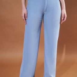 Purple Feather Women Smart Straight Fit High-Rise Trousers-image-90