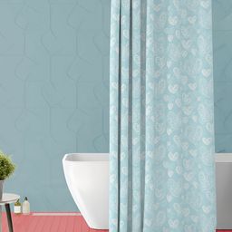 ArtzFolio Blue & White Printed Waterproof Shower Curtain-image-92