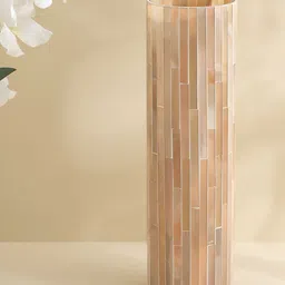 Home Centre Tamaira Cade Beige & White Long Strip Glass Vase-image-66