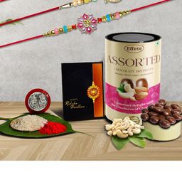 DeoDap Unisex 5 Pieces Multicolour Beaded Rakhi Gift Set-image-99