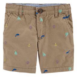 Carter's Schiffli Flat-Front Shorts - Brown-image-1