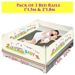 Syga Pack Of 3 Baby Bed Rail 1.8 m x 2 Pieces & 1.5 m x 1 Piece - Cream-image-76