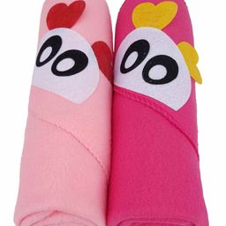 Brandonn Fleece Hooded Wrapper Heart Patch Pack of 2 - Pink-image-62