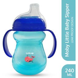 LuvLap LuvLap Mobby Little Spout Sipper with Twin Handle Blue - 240 ml-5