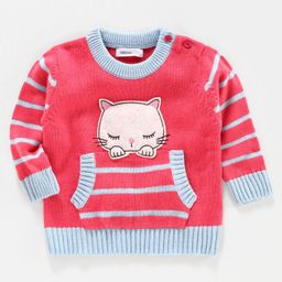 Babyoye Full Sleeves Sweater Kitty Patch - Pink-image-73