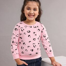 Kookie Kids Full Sleeves Sweatshirt Leopard Print - Light Pink-image-81