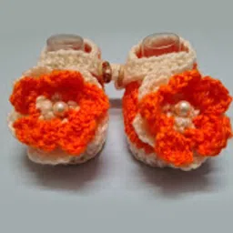 Knits & Knots Flower Design Booties - Orange-picture-5