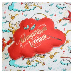 SilverLinen Harry Potter Wingardium Leviosa Print Cushion - Red-picture-26