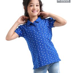 Honeyhap Premium Short Sleeves Tee with Silvadur Antimicrobial Finish Floral Print - Blue-picture-1