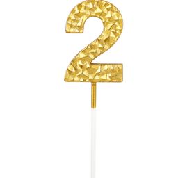 Party Anthem Textured Gold Numbered 2 Candle - Golden-22