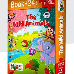 Advit Toys The Wild Animals Jigsaw Puzzle And Book Multicolour - 24 Pieces-18