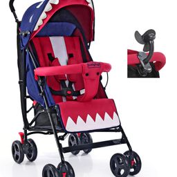 Babyhug Lil Monsta Stroller With Adjustable Leg Rest - Red & Blue-56