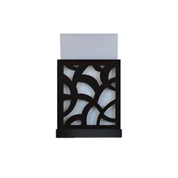 Gojeeva Black & White Textured Wooden Square Shaped Wall Lamp image 2