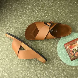 Vellinto Men Cross Strap Leather Comfort Sandals-image-71