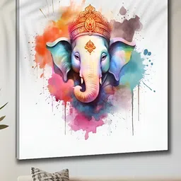 Myntra Elegant Homes Blue & Orange Lord Ganesha Printed Religious Canvas Wall Art-image-95