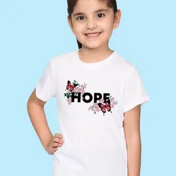 NUSYL GirlsButterfly & Hope Text Printed Regular Fit T-Shirt-image-35