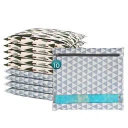 Kuber Industries Grey & Green 10 Pieces Printed Cotton Regular Saree Organisers-52